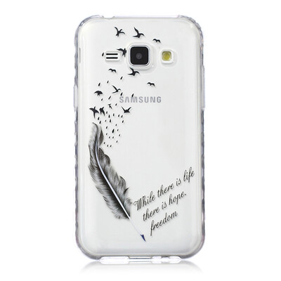 

Feathers&birds Pattern Soft Thin TPU Rubber Silicone Gel Case Cover for SAMSUNG Galaxy J1