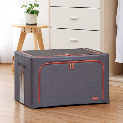 

Youfen Oxford cloth storage box quilt clothing storage box 88 liters large 45MM steel frame folding storage box blue