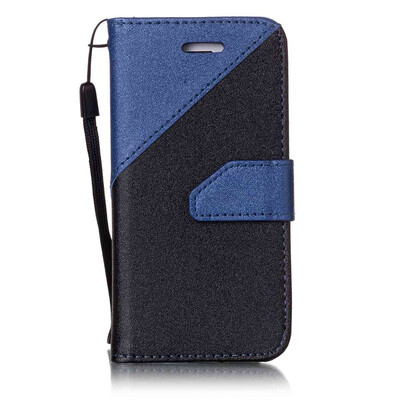

Black + sapphire blue Design PU Leather Wallet Case Classic Flip Cover with Stand Function and Credit Card Slot for IPHONE 5/5S/5S