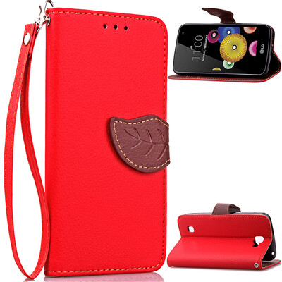 

Red Design PU Leather Flip Cover Wallet Card Holder Case for LG K4