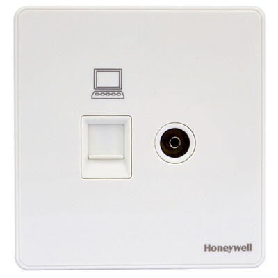 

Honeywell Honeywell switch socket panel two TV computer socket 86 type cable TV network cable broadband socket elegant series white