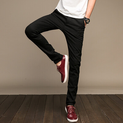 

Yishu fashion (yishistyle) male models Slim youth British men's trousers wild cotton trousers Korean casual trousers ZYX105 black 34
