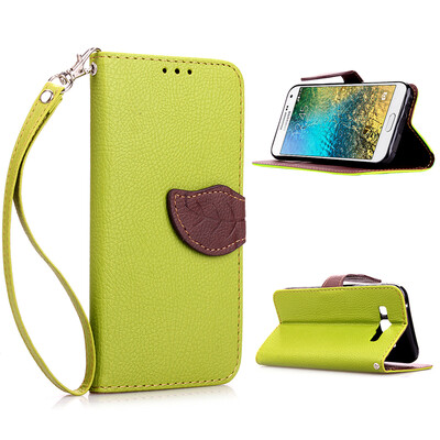 

Зеленый дизайн Кожа PU откидная крышка бумажника карты держатель чехол для Samsung Galaxy E5/E500F