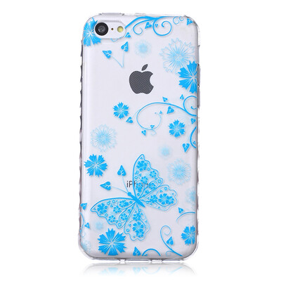 

Blue butterfly Pattern Soft Thin TPU Rubber Silicone Gel Case Cover for IPHONE 5C