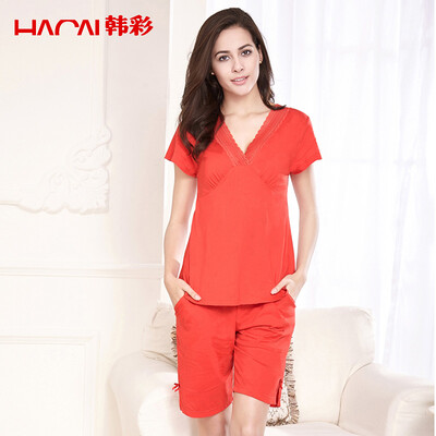 

Хань Чой (HACAI) пижамы женщины с коротким рукавом 2017 летний модальный костюм для дома красный 170/95 (XL)