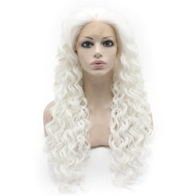 

Iwona Synthetic Hair Lace Front Long Curly White Wig