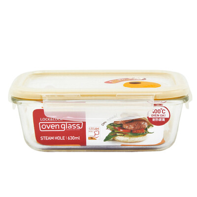 

Loctite buckle with steam hole glass crisper microwave oven lunch box glass bowl lunch box lunch box can be used for dumpling box refrigerator storage LLG428T 630ml