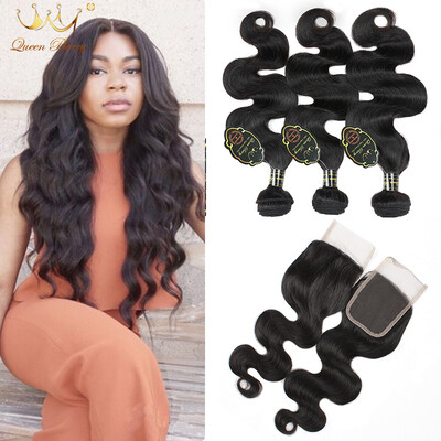 

7a Malaysian Body hair with closure Body wave with closure human hair 3 bundles with closure malaysian virgin hair with closure