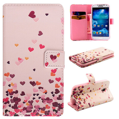 

Розовый Сердце Дизайн Кожа PU откидная крышка бумажника карты держатель чехол для SAMSUNG Galaxy S4 I9500