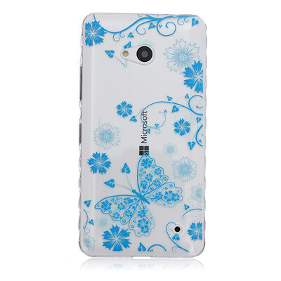 

Blue butterfly Pattern Soft Thin TPU Rubber Silicone Gel Case Cover for Microsoft Lumia 640