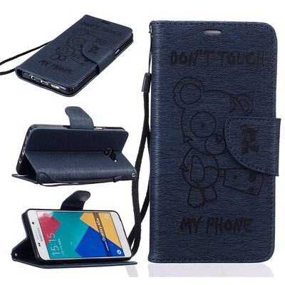 

Dark blue Bear Style Embossing Classic Flip Cover with Stand Function and Credit Card Slot for SAMSUNG Galaxy A5 2016/A510