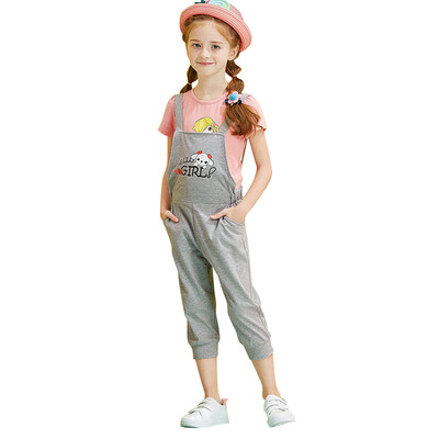 

Descartes (DEESHA) girls with trousers cute puppy printing fashion comfortable strap pants 711720300 light gray 110