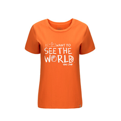 

King (KingCamp) открытый спортивная футболка женская с короткими рукавами хлопок творческая печать KWTG318 оранжевый XXL