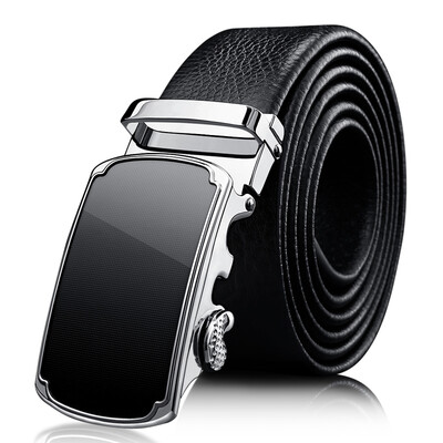 

Jingdong supermarket] cattle headed men's belt automatic buckle head cowhide belt men trousers male leather young business casual 7077 black