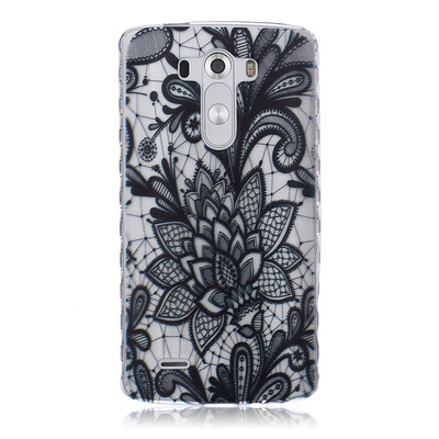 

Black Rose Pattern Soft Thin TPU Rubber Silicone Gel Case Cover for LG G3
