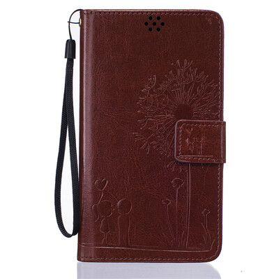 

Brown Lovers and Dandelion Style Embossing Classic Flip Cover with Stand Function and Credit Card Slot for LG Stylus LS770