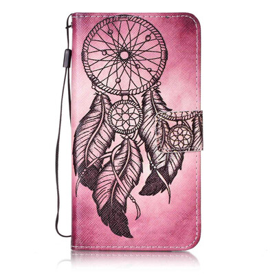 

Maroon Wind Chimes Design PU Leather Flip Cover Wallet Card Holder Case for Wiko Fever 4G