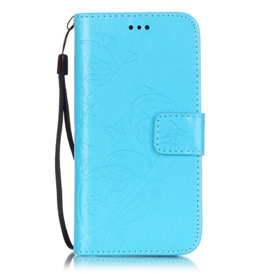 

Blue Flower Design PU Leather Flip Cover Wallet Card Holder Case for IPOD TOUCH 5 6
