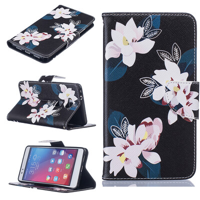 

Black lily Design PU Leather Flip Cover Wallet Card Holder Case for HUAWEI Honor 5X