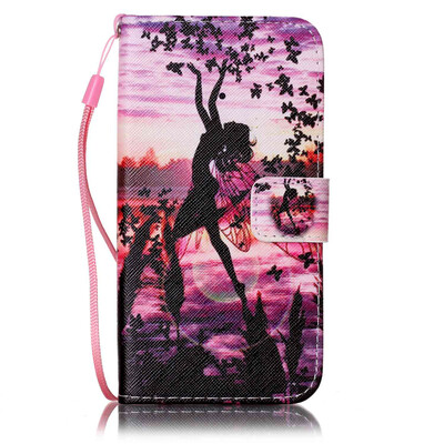 

Butterfly Girl Design PU Leather Flip Cover Wallet Card Holder Case for LG K7