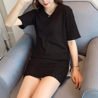 

VIVAHEART Корейский Slim Long V-Shirt Футболка с коротким рукавом Футболка с коротким рукавом Shirt Tide VWTD173135 Black M