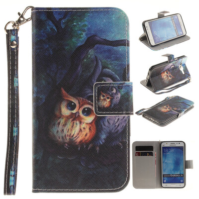 

Oil painting owl Design PU Leather Flip Cover Wallet Card Holder Case for SAMSUNG GALAXY J5