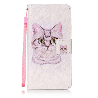 

Short Hair Cat Design PU Leather Flip Cover Wallet Card Holder Case for Huawei P8 Lite
