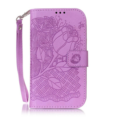 

Purple Rose Design PU Leather Flip Cover Wallet Card Holder Case for SAMSUNG 9082