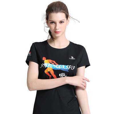 

Camel (CAMEL) short-sleeved sports T-shirt men and women couples models round neck comfortable comfortable moisture drying clothes C7S1U7308 black M