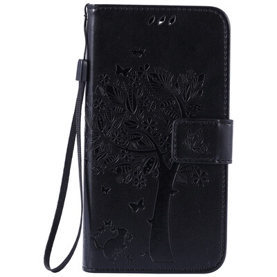 

Black Tree Design PU Leather Flip Cover Wallet Card Holder Case for LG K7
