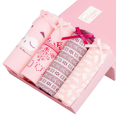 

【Jingdong Supermarket】 Arctic velvet women underwear Seamless printed underwear Pure cotton crotch Sexy big waist in the waist Women's duvet cotton fabric girl briefs BJR25312-4B M