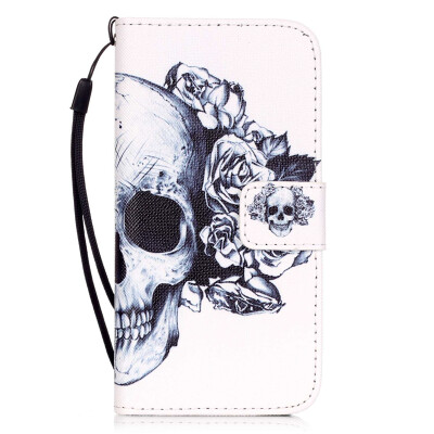 

Skull Style PU Leather Flip Cover Wallet Card Holder Case for Iphone 7