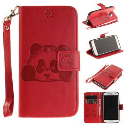 

Red Panda Style Embossing Classic Flip Cover with Stand Function and Credit Card Slot for SAMSUNG GALAXY S7