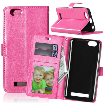 

Rose red Style Classic Flip Cover with Stand Function and Credit Card Slot for Lenovo Vibe C/A2020