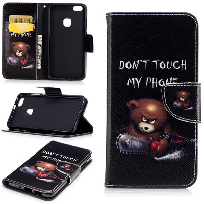 

Bear Design PU Leather Flip Cover Wallet Card Holder Case for Huawei P10 Lite