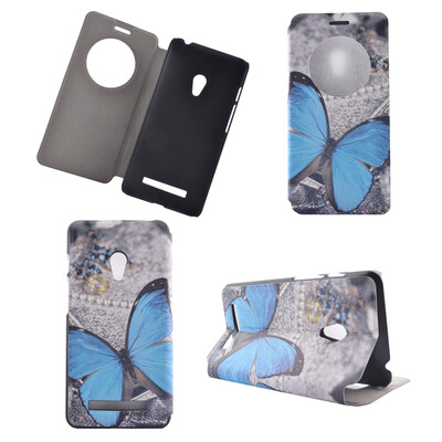 

Blue Butterfly Design Кожа PU откидной крышки Кошелек для карты памяти Чехол для Asus Zenfone 5