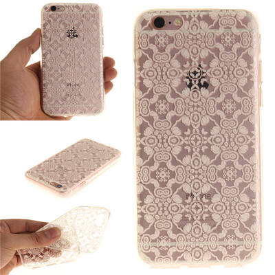 

White lace Pattern Soft Thin TPU Rubber Silicone Gel Case Cover for IPHONE 66S