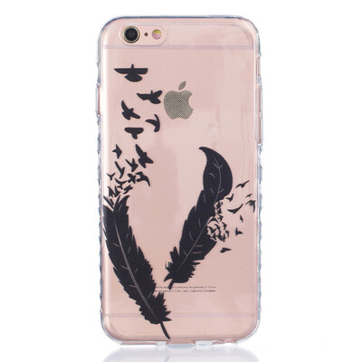 

Два перьев Pattern Мягкий тонкий ТПУ резиновый силиконовый гель обложка чехол для IPHONE 6 / 6S