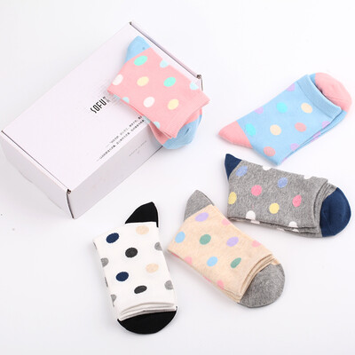 

[Jingdong Supermarket] Shu Gong Square SOFU fashion tube in the tube socks [5 pairs of boxed] wave point socks female mixed color