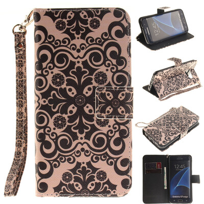 

Palace flower Design PU Leather Flip Cover Wallet Card Holder Case for SAMSUNG GALAXY S7 Edge