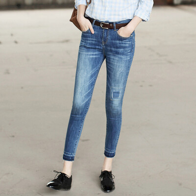 

And the pure Raincun jeans female corners jeans trousers pants pants Korean version of the elastic self-cultivation pencil pants N2152 blue 33 yards