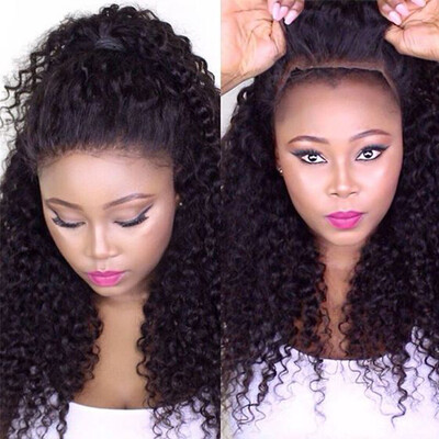 

Brazilian hair Glueless lace front kinky curly wig with natural hairline curly lace front human hair wigs for black women