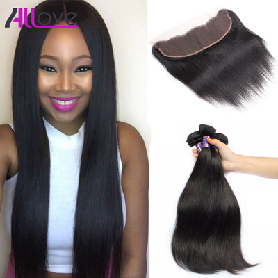

7A Peruvian Straight Lace Frontal Closure With Bundles 8A Virgin Hair Straight With Closure Human Hair Lace Frontal With Baby Hair