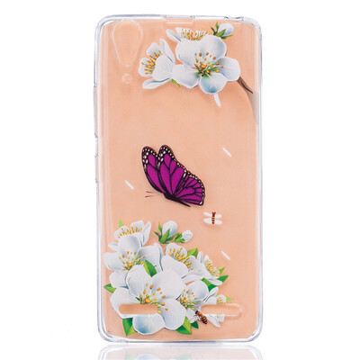 

Purple Butterfly Pattern Soft Thin TPU Rubber Silicone Gel Case Cover for Lenovo A6000