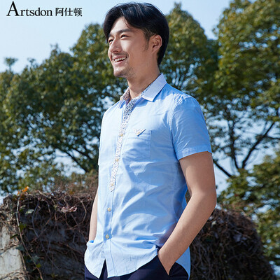 

Астон Летний бизнес Повседневная мужская рубашка с коротким рукавом Мода Slim Young Shirt Sky Blue 180 / XL A15217523