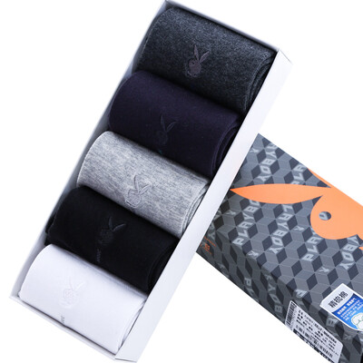 

Jingdong Supermarket] Playboy socks men in the tube business casual cotton socks four sections of 5 pairs of mixed color 26-28cm