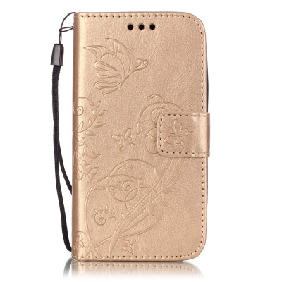 

Gold Flower Design PU Leather Flip Cover Wallet Card Holder Case for MOTO E2