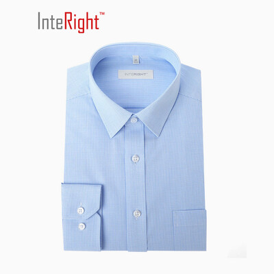 

INTERAY machine washing free iron business men long-sleeved shirt blue and white pattern 42 yards