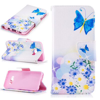 

Butterfly&flower Design PU Leather Flip Cover Wallet Card Holder Case for SAMSUNG GALAXY S8