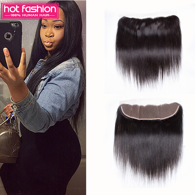 

Hot Fashion Virgin Hair Human Hair Lace Frontal Closure 13X4 Peruvian Virgin Hair Straight Ear To Ear 1B Natural Color Hair